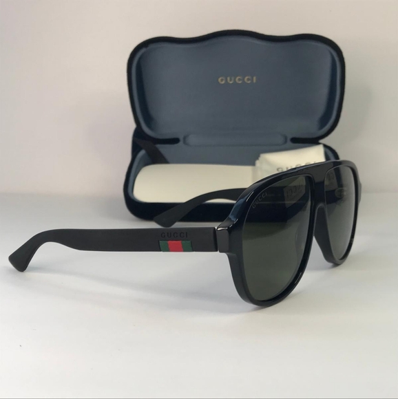 Gucci Men's GG0009S GG/0009/S 001 Black Retro Fashion Pilot Sunglasses 59mm - Picture 12 of 15